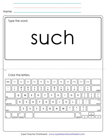 Type the Word: Such (Printable PDF Worksheet)