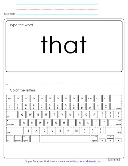 Type the Word: That (Printable PDF Worksheet)