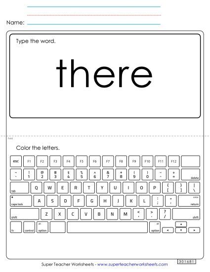 Type the Word: There (Printable PDF Worksheet)