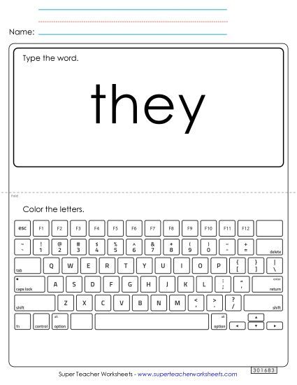 Type the Word: They (Printable PDF Worksheet)