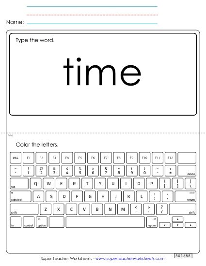 Type the Word: Time (Printable PDF Worksheet)