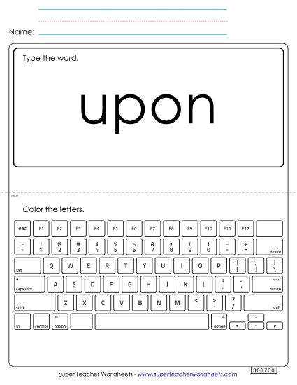 Type the Word: Upon (Printable PDF Worksheet)