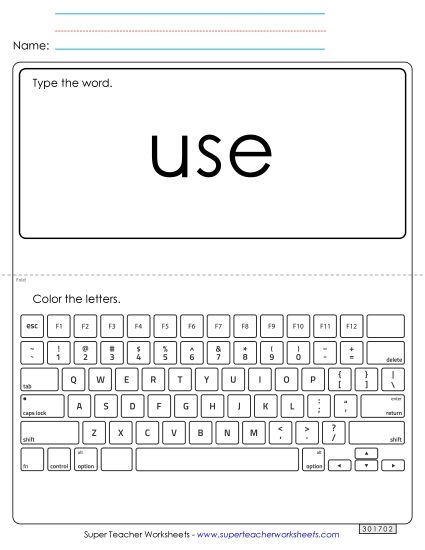 Type the Word: Use (Printable PDF Worksheet)