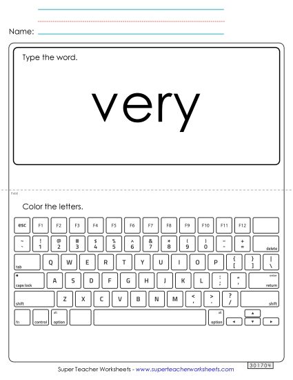 Type the Word: Very (Printable PDF Worksheet)