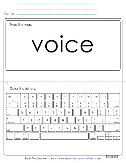 Type the Word: Voice (Printable PDF Worksheet)