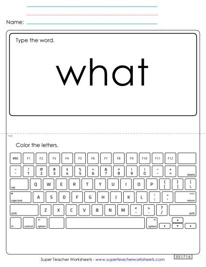 Type the Word: What (Printable PDF Worksheet)