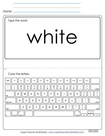 Type the Word: White (Printable PDF Worksheet)
