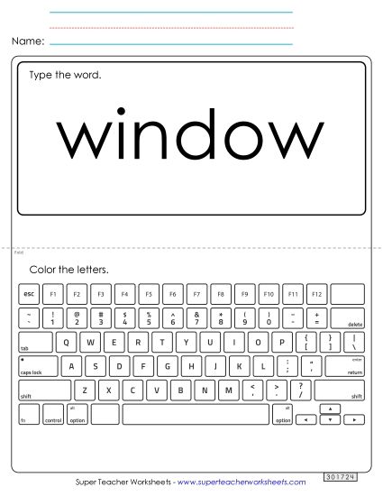 Type the Word: Window (Printable PDF Worksheet)