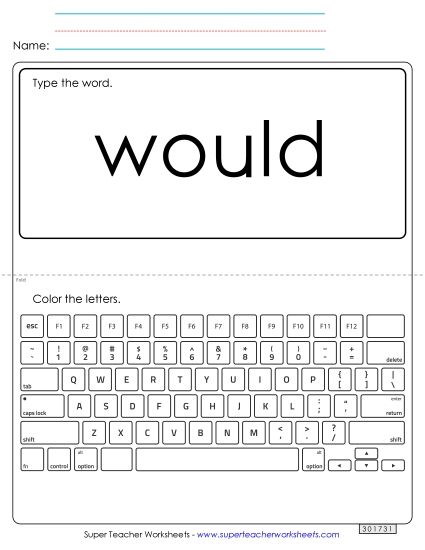 Type the Word: Would (Printable PDF Worksheet)