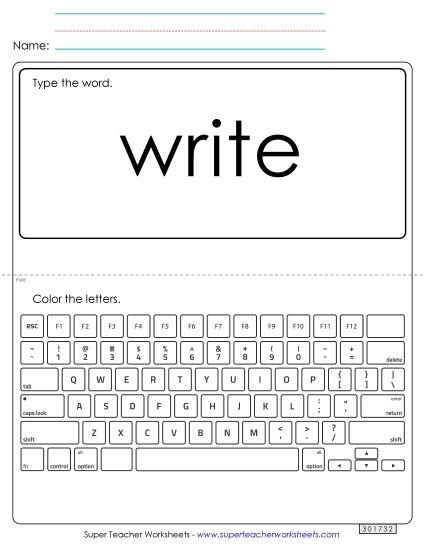 Type the Word: Write (Printable PDF Worksheet)