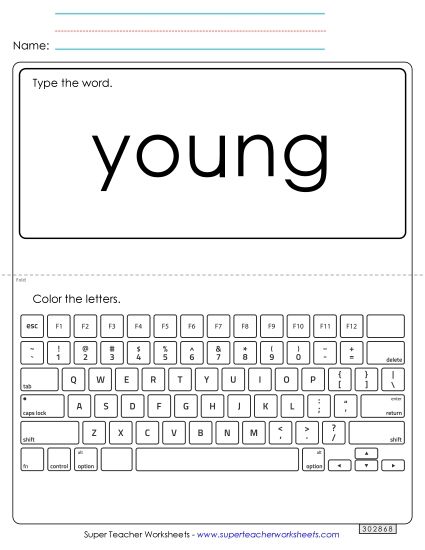 Type the Word: Young (Printable PDF Worksheet)