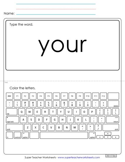 Type the Word: Your (Printable PDF Worksheet)