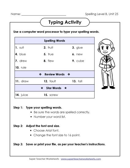 Worksheets - Typing Activity (B-25) (Printable PDF Worksheet)