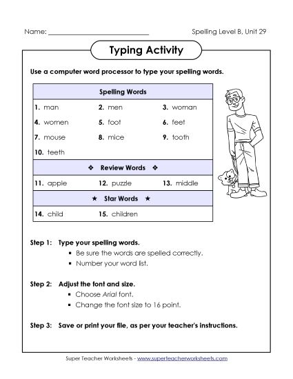 Worksheets - Typing Activity (B-29)  (Printable PDF Worksheet)