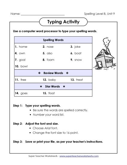 Worksheets - Typing Activity (B-9) (Printable PDF Worksheet)