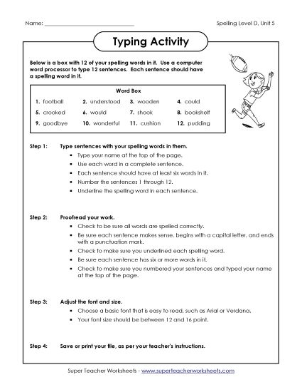 Worksheets - Typing Sentences (D-5) (Printable PDF Worksheet)