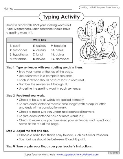 Worksheets and Puzzles - Typing Sentences (F-12) (Printable PDF Worksheet)