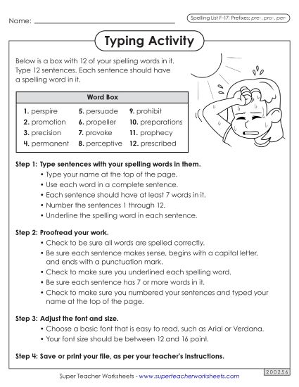 Worksheets and Puzzles - Typing Sentences (F-17) (Printable PDF Worksheet)