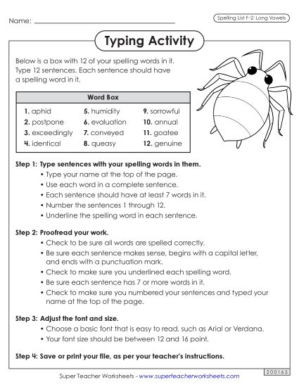 Worksheets and Puzzles - Typing Sentences (F-2) (Printable PDF Worksheet)