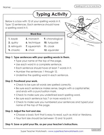Worksheets and Puzzles - Typing Sentences (F-6) (Printable PDF Worksheet)