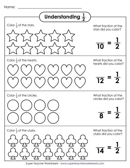 Halves - Understanding One-Half (Printable PDF Worksheet)
