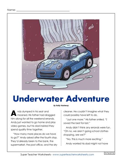 Fiction Stories - Underwater Adventure (Fiction) (Printable PDF Worksheet)