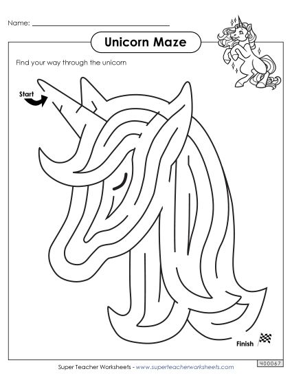Easy - Unicorn Maze - Easy (Printable PDF Worksheet)