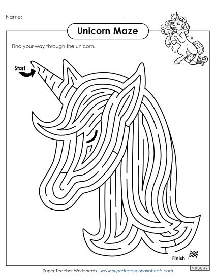 Hard - Unicorn Maze - Harder (Printable PDF Worksheet)