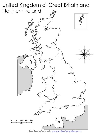 Maps of United Kingdom - United Kingdom - Blank Map (Printable PDF Worksheet)