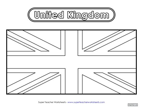 United Kingdom Flags - United Kingdom Flag (Black & White) (Printable PDF Worksheet)