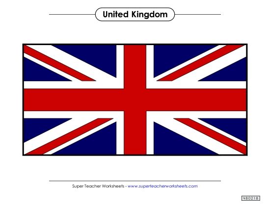 United Kingdom Flags - United Kingdom Flag (Full Color) (Printable PDF Worksheet)