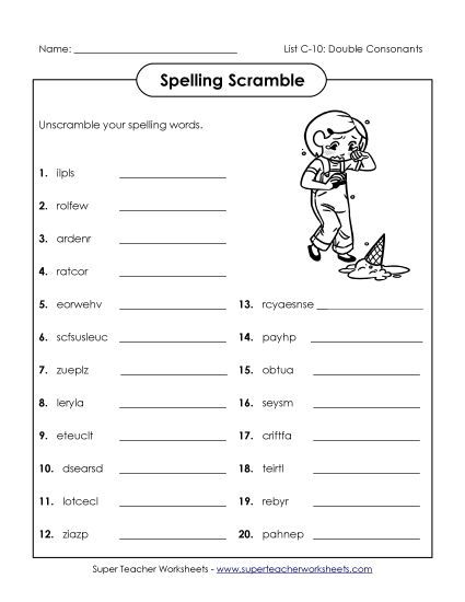 Worksheets - Unscramble (C-10) (Printable PDF Worksheet)