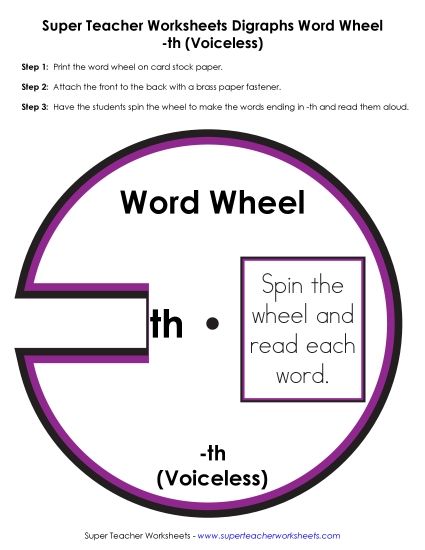 Unvoiced Th -  Word Wheel (Printable PDF Worksheet)