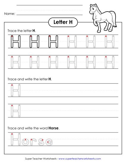 Trace and Print - Uppercase H Writing Practice (Outlined Letters) (Printable PDF Worksheet)