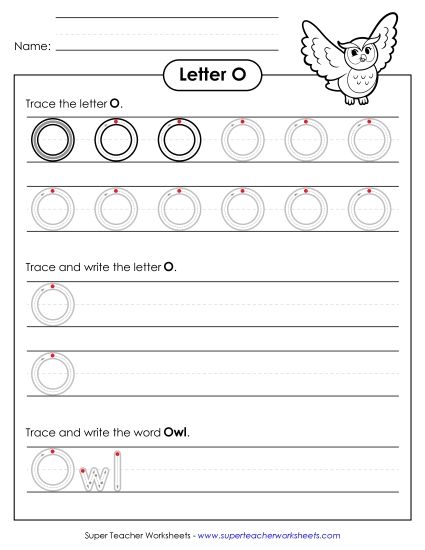 Trace and Print - Uppercase O Writing Practice (Outlined Letters) (Printable PDF Worksheet)