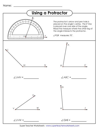 Measuring Angles Worksheets - Using a Protractor 3 (Printable PDF Worksheet)