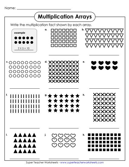 Multiplication Arrays - Using Arrays to Practice Multiplication (Printable PDF Worksheet)