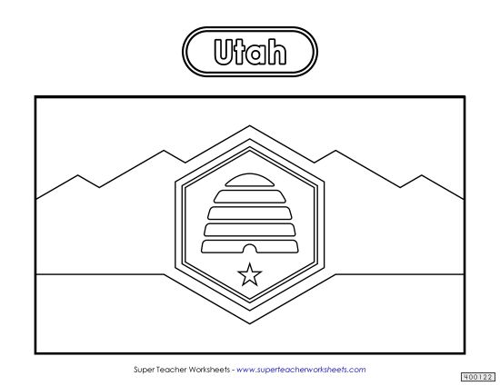 Flags & Seals - Utah Flag Coloring Page (Printable PDF Worksheet)