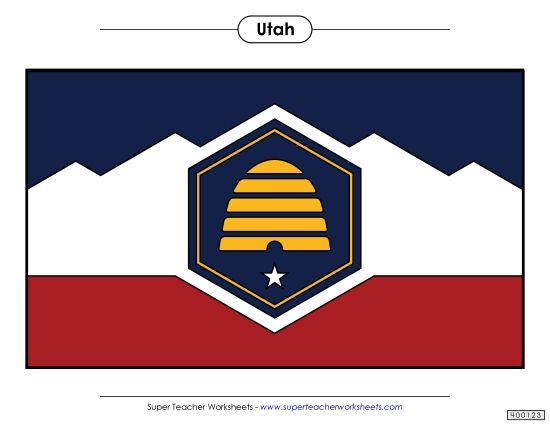 Flags & Seals - Utah State Flag (Full-Color Version) (Printable PDF Worksheet)