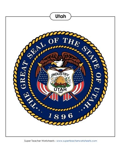 Flags & Seals - Utah State Seal (Full-Color Version) (Printable PDF Worksheet)
