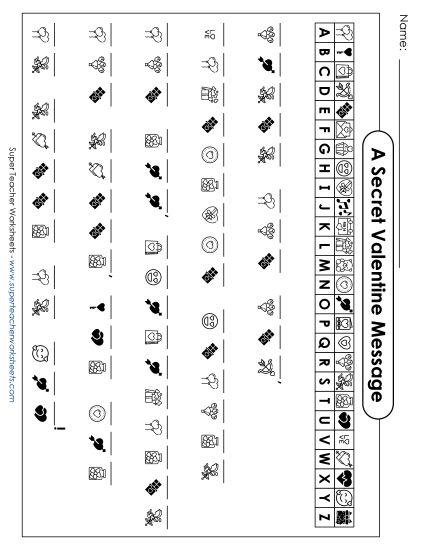 Valentine's Day Puzzles - Valentine's Day Cryptogram (Printable PDF Worksheet)