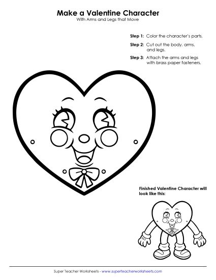 Valentine Crafts & Activities - Valentine's Day Cut-Out Craft (Printable PDF Worksheet)