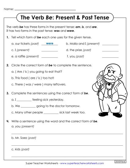 Present & Past Tense - Variety Worksheet (Present & Past Tense) (Printable PDF Worksheet)