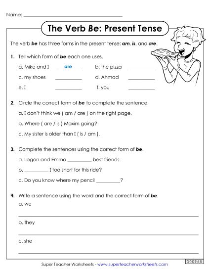 Present Tense - Variety Worksheet (Present Tense) (Printable PDF Worksheet)