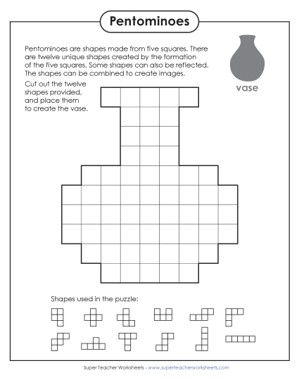 Vase Pentomino Puzzle (Printable PDF Worksheet)