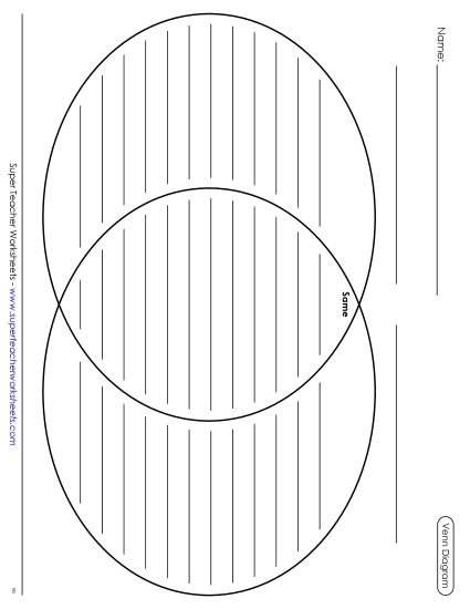 Graphic Organizers - Venn Diagram (With Lines) (Printable PDF Worksheet)