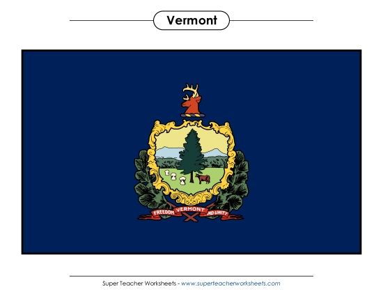 Flags & Seals - Vermont State Flag (Full-Color Version) (Printable PDF Worksheet)