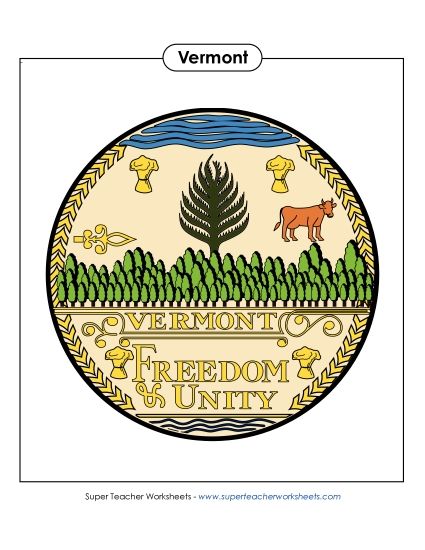 Flags & Seals - Vermont State Seal (Full-Color Version) (Printable PDF Worksheet)