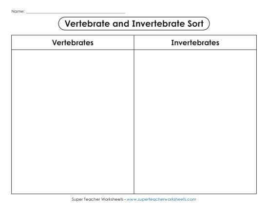Worksheets and Activities - Vertebrate - Invertebrate Cut & Glue (Printable PDF Worksheet)