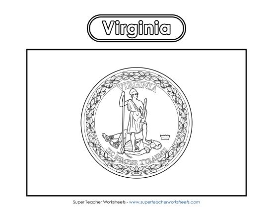 Flags & Seals - Virginia Flag Coloring Page (Printable PDF Worksheet)